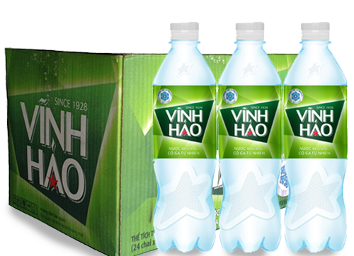 Nước Khoáng Vĩnh Hảo có gas 500ml (Thùng 24 chai) 